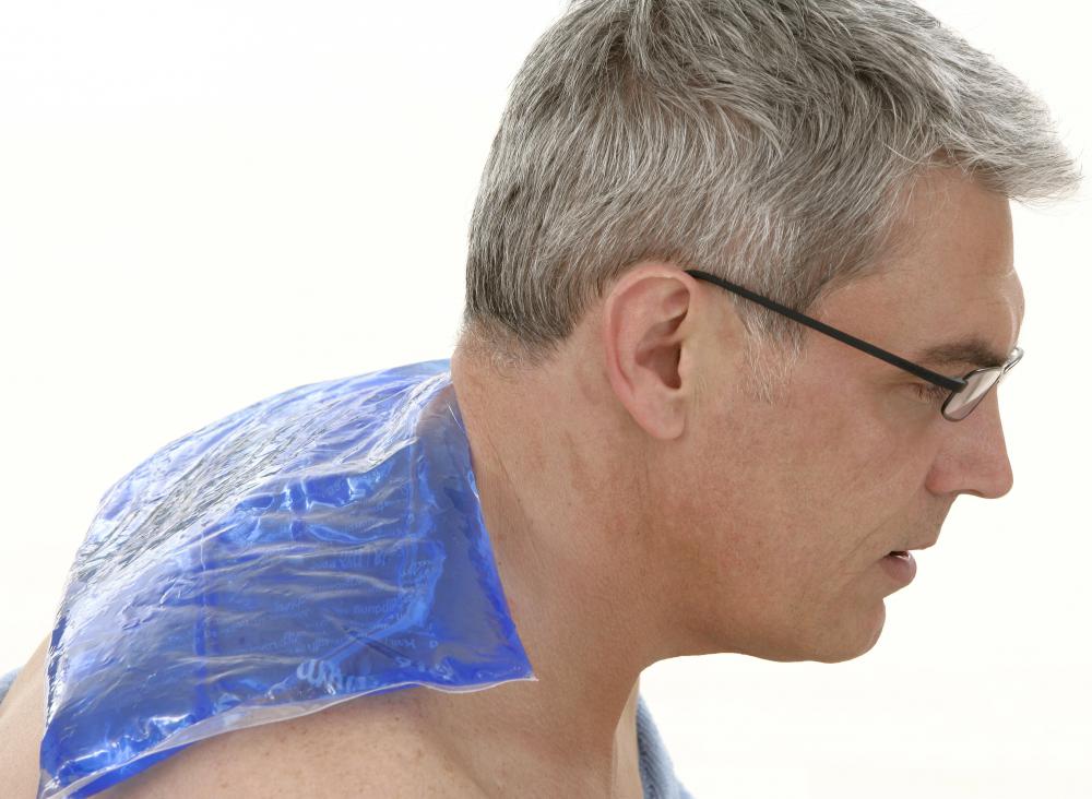 A gel pack can be used to temporarily relieve whiplash pain.