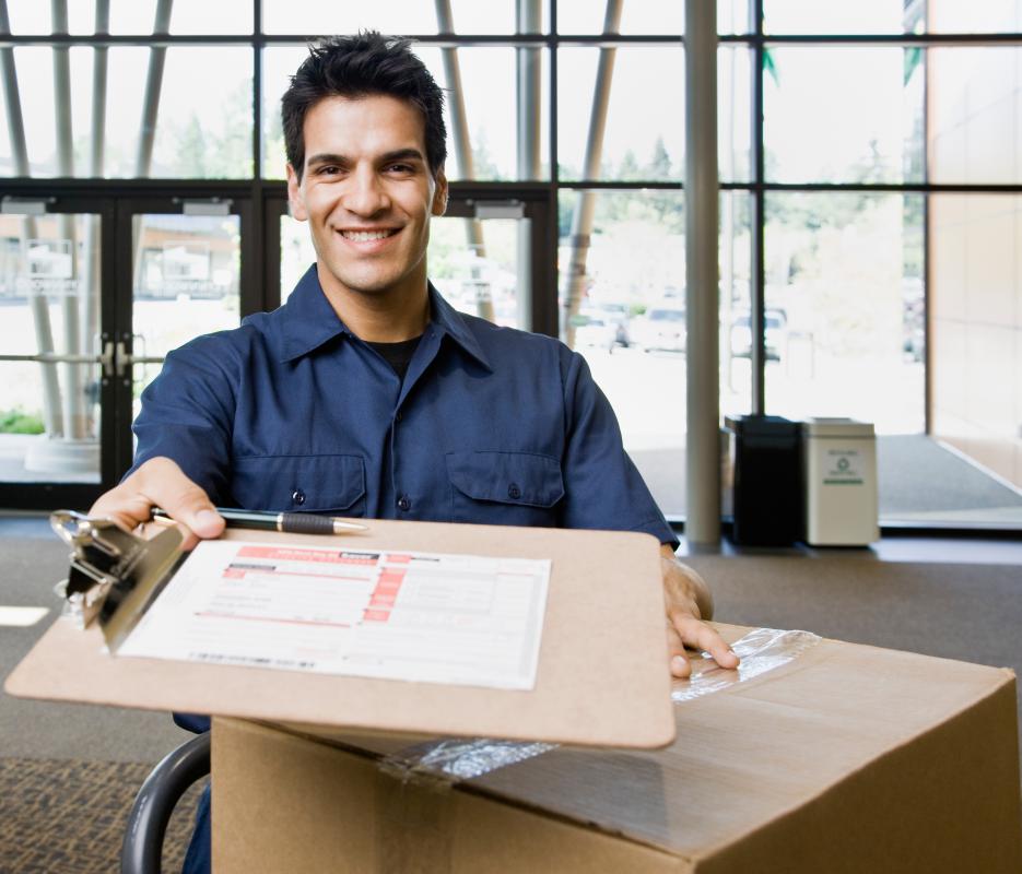 A man presenting an air waybill.
