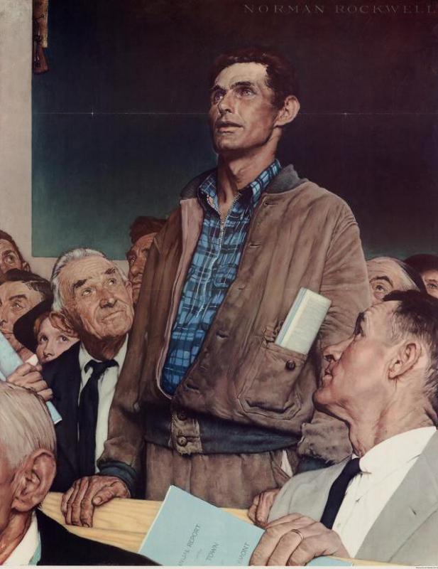 Freedom of speech was one of the rights illustrated by Norman Rockwell in his series of paintings called The Four Freedoms.